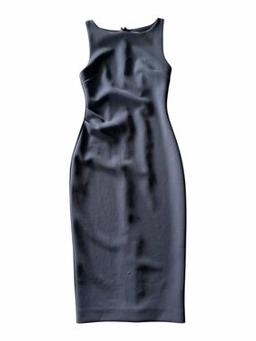 Babaton Grey Sleeveless Midi Sheath Dress